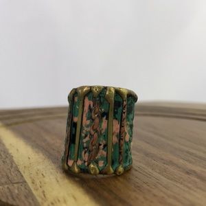 Beautiful Patina Brass Finish Cuff Ring Adjustable